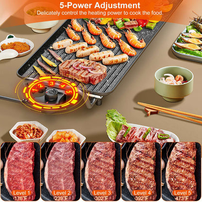 US Local 1Pc Electric Barbecue Grill Hot Plate Cooking BBQ Griddle Non Stick Table Top Grill Griddle For Indoor Outdoor Camping Picnic Family Gathering Friend Party