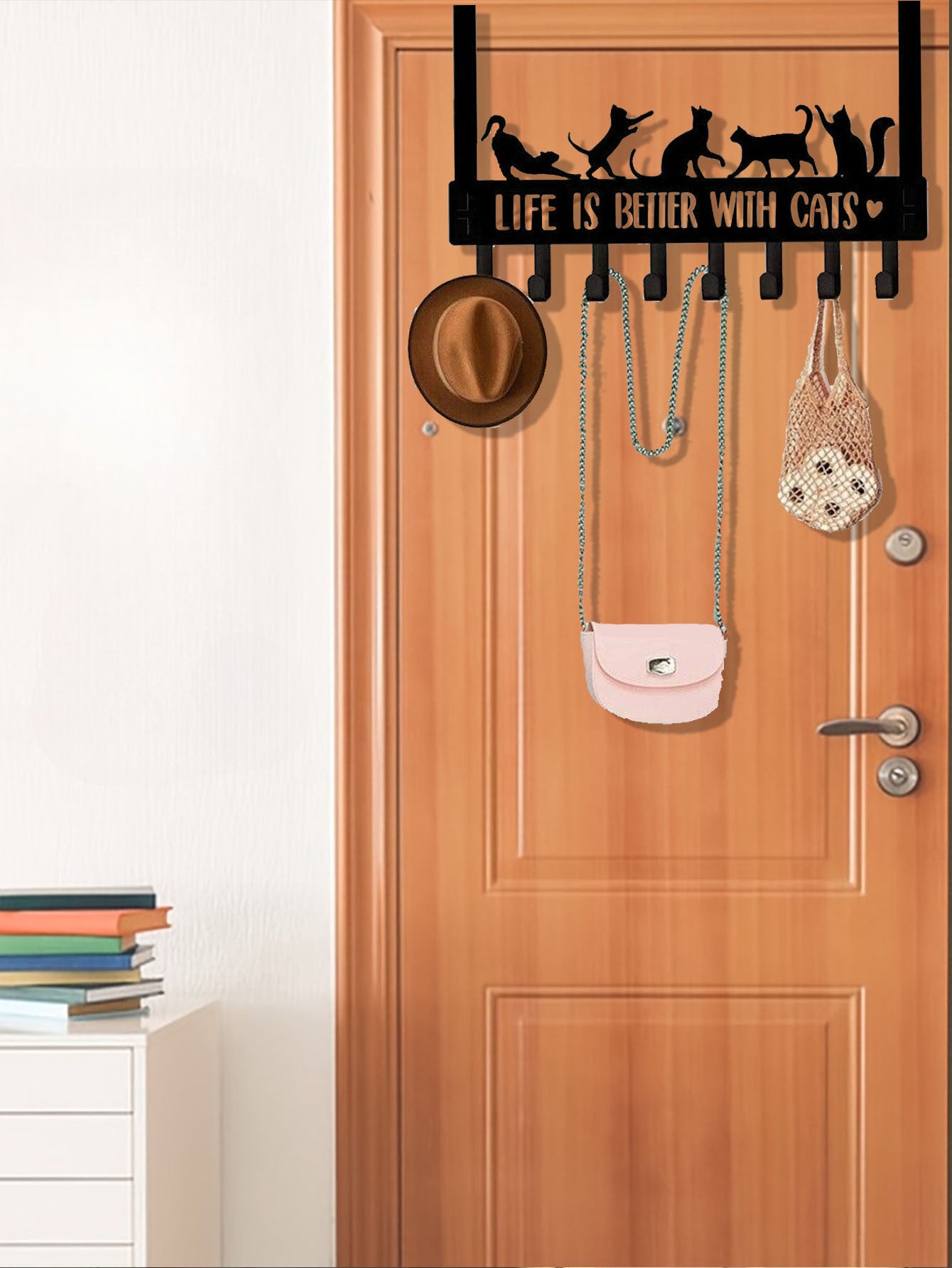 US Local Over-The-Door Cat Organizer,8 Multi-Purpose Hooks For Wall Or Door, Home Storage