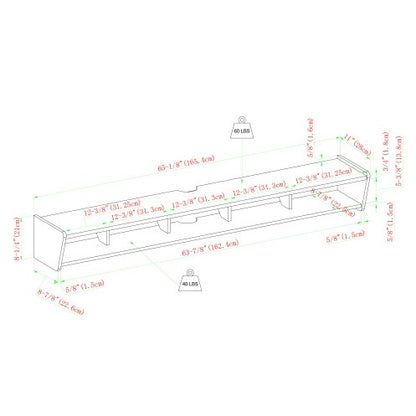 US Local Modern Wall-Mounted Floating TV Stand Solid Black