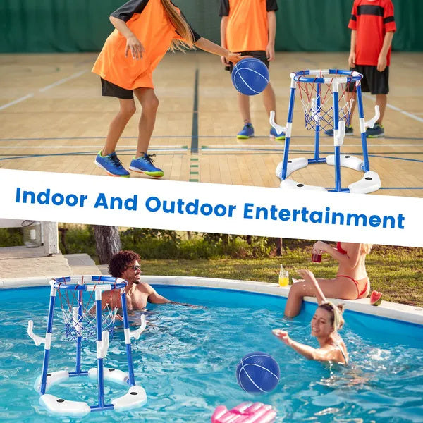 US Local Summer Pool Basketball Hoop Toy Set With 4 Basketballs 4 Circles Floating Swimming Pool Basketball Games Poolside Water Play Toy For 3-12Years Old Kids Adults GPCT5441