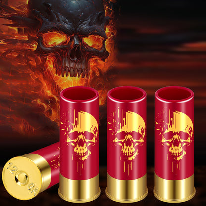 US Local 4 pcs Skull Shot Glasses, 1.5oz - Reusable, High-Quality Plastic Bullet Cups For Whiskey, Cocktails & Wine, Perfect For Bars, Parties & Gifts