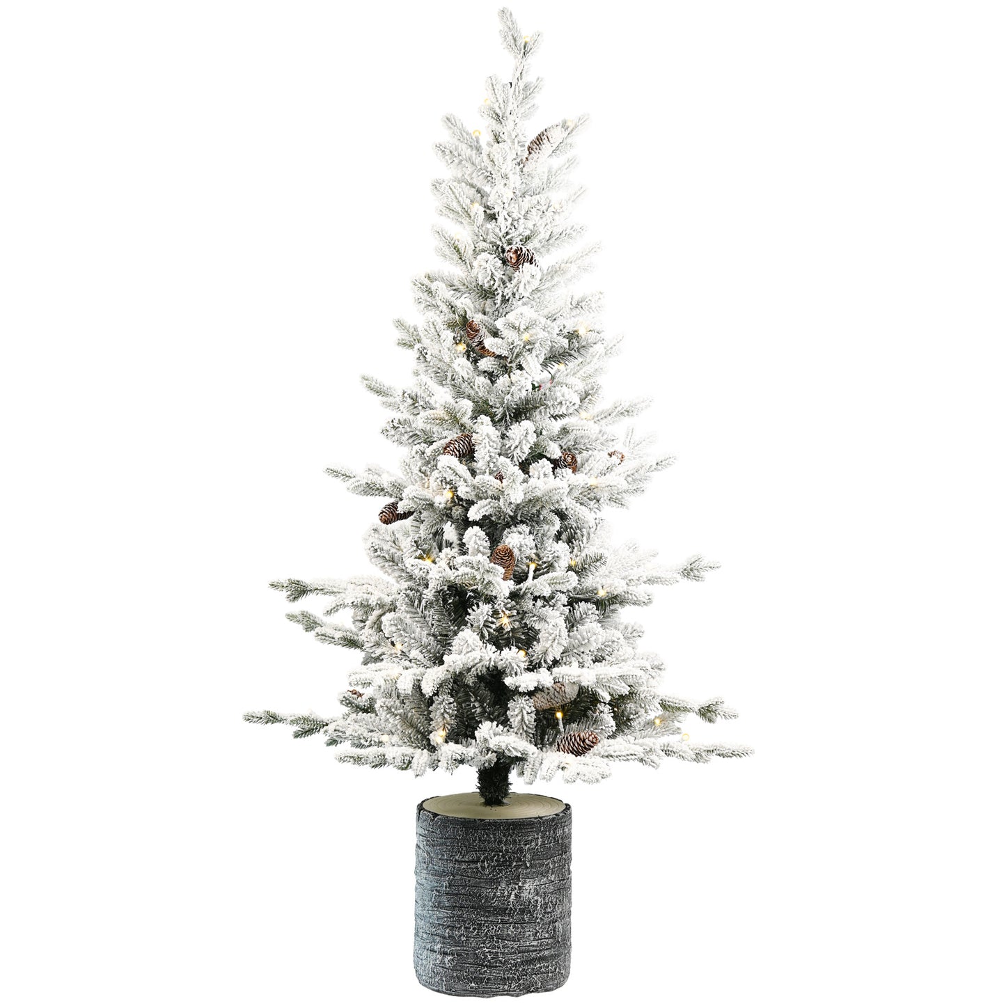 US Local 2,3,4,5,6ft PE PVC Decorated Flocking Basin Tree Artificial Christmas Tree
