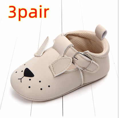US Local Spring and autumn cartoon animal baby shoes matte leather non-slip soft bottom
