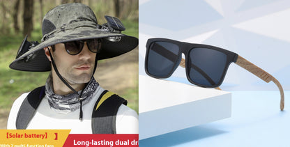 Outdoor Wide Brim Sun Hat With Solar Fan Wide Brim Solar Fan Outdoor Fishing Hat Solar USB Charging Solar Powered Hat Adjustable