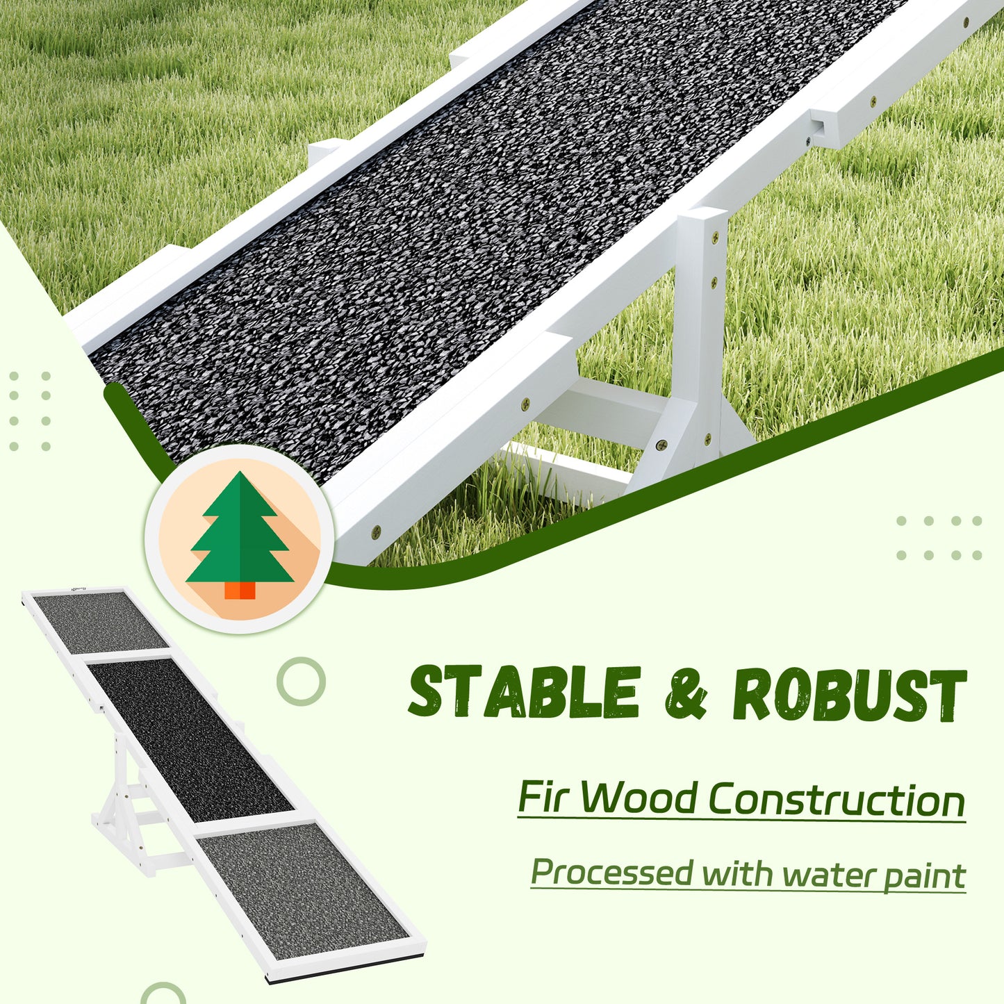 US Local Wooden Dog Agility Seesaw For Training And Exercise, Weather Resistant, 83 L X 16 W X 14 H, White