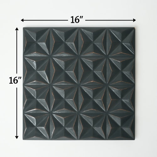 US Local Black Square Shape Handcrafted MDF Wall Decor  Elegant Home Accent