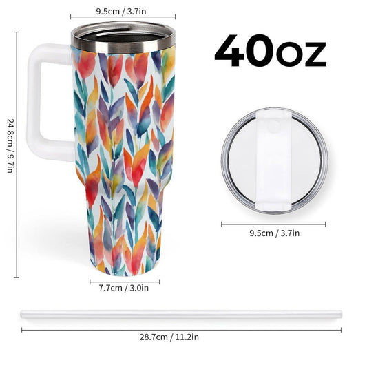 PHDT00474 POD US Local Tumbler 40 oz Large Capacity Car Cup Watercolor, Leaves