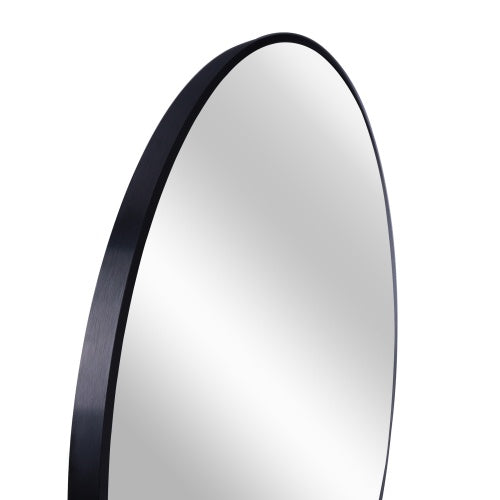 US Local Black 16 Inches Metal Round Bathroom Mirror