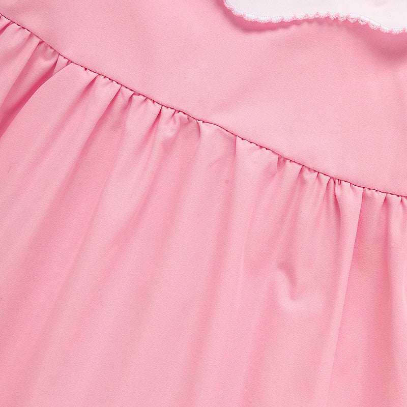 US Local Toddler Baby Girl Spring Tulip Smocked Short Sleeve Dress With Lovely Tulip Embroidery Princess Dresses