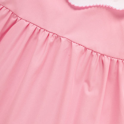 US Local Toddler Baby Girl Spring Tulip Smocked Short Sleeve Dress With Lovely Tulip Embroidery Princess Dresses