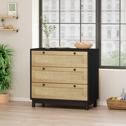 US Local 3 Drawer Storage Cabinet Rope Woven Drawer, Suitable For Bedroom, Living Room, Dining Room, Hallway