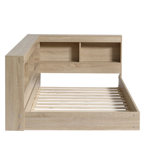 UK Local Storage Bed, 3FT Single Bed 90x190cm, Plenty Of Storage Space, Durable And Sturdy, For Adults  Teenagers, Single Bed, MDF Plywood, Multifunctional Bed, White Oak Color