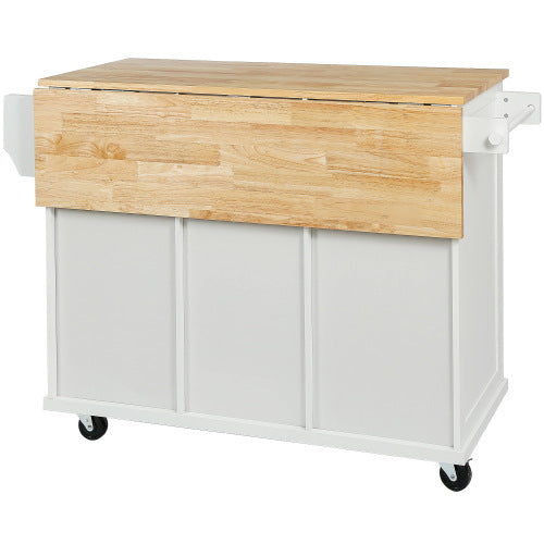 US Local Kitchen Trolley With Rubberwood Folding Leaf Countertops
