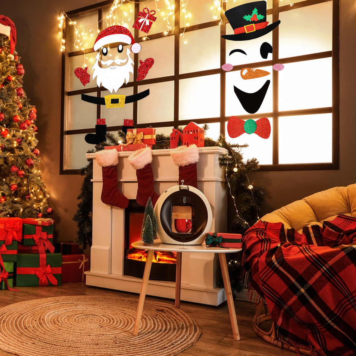 US Local 2PCS Christmas Felt Door Stickers Decoration