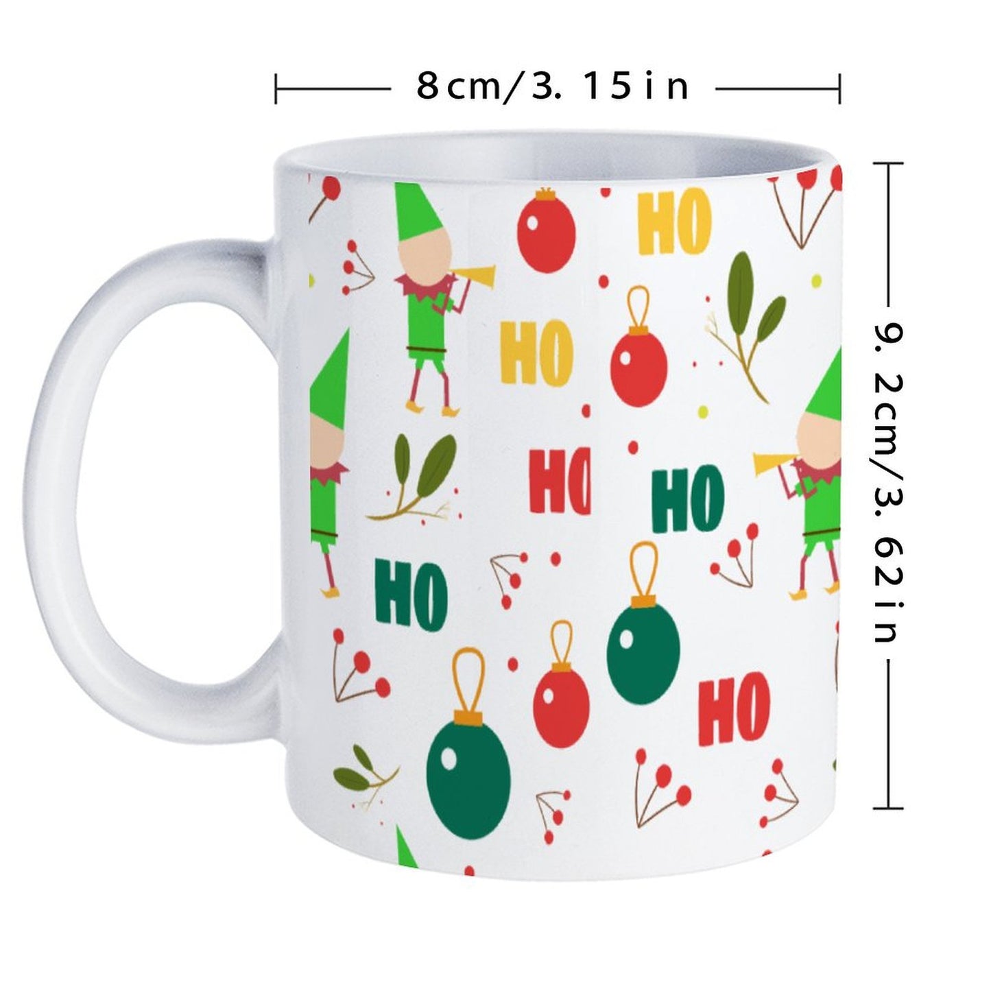 POD US Local White mug with full print, Christmas Elf Green 0071
