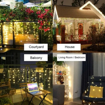 US Local Curtain Icicle Lights Wedding Party LED Fairy Christmas Indoor Outdoor