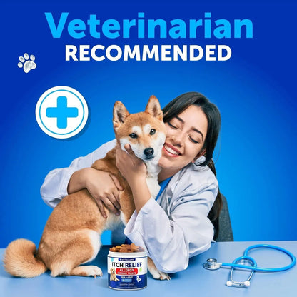 US Local Dog Allergy Relief Chews Itching Skin Relief For Dogs Fish Oil 3 Seasonal Allergies Pills Skin & Coat Anti ItchHot Spots Treatment Canine Immune Health Supplement 120 Soft Treats