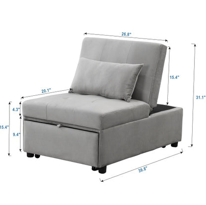 US Local Folding Ottoman Sofa Bed Gray