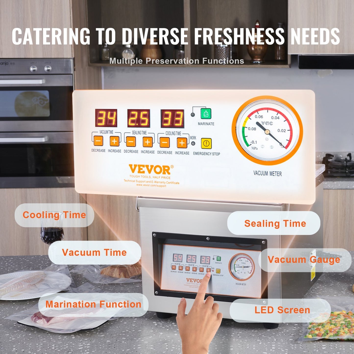 US Local VEVOR Chamber Vacuum Sealer DZ-260C Kitchen Food Chamber Vacuum Sealer, 110V Packaging Machine Sealer For Food Saver, Home, Commercial Using