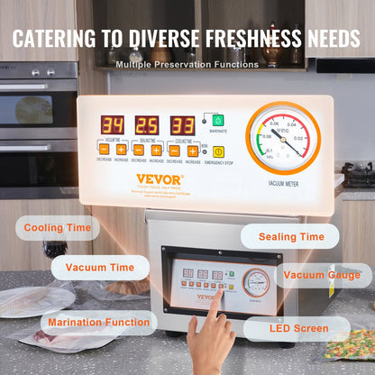 US Local VEVOR Chamber Vacuum Sealer DZ-260C Kitchen Food Chamber Vacuum Sealer, 110V Packaging Machine Sealer For Food Saver, Home, Commercial Using