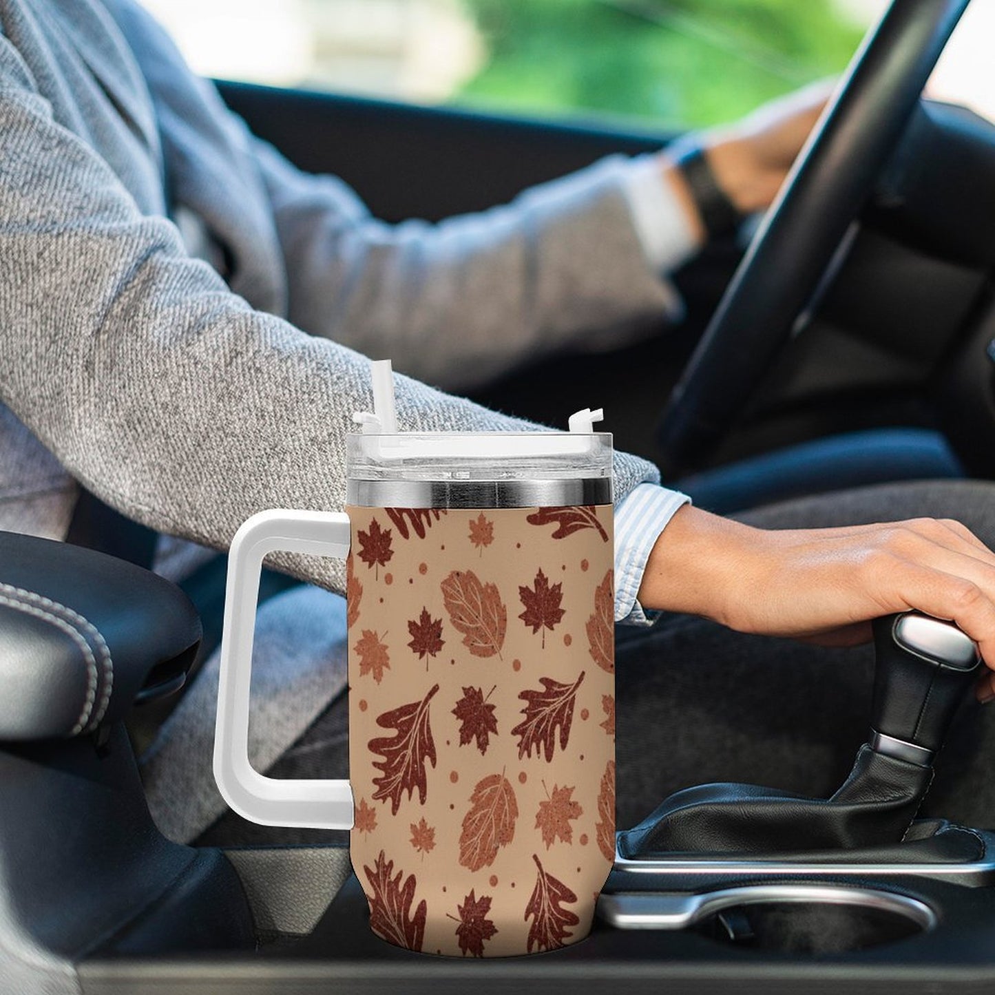 PHDT00484 POD US Local Tumbler 40oz Large Capacity Car Cup Autumn Leaves, Yellow