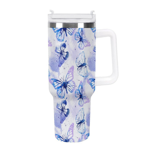 PHDT00534 POD US Local Tumbler 40oz Large Capacity Car Cup Butterfly Watercolor