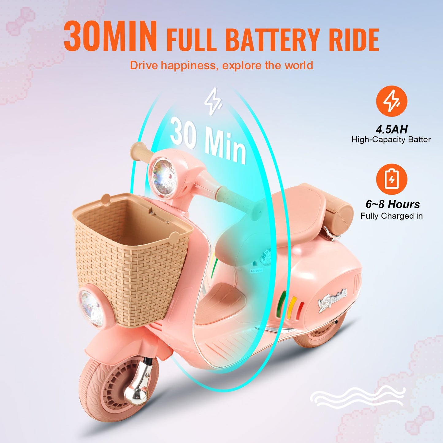US Local Kids Ride On Motorcycle 6V Electric Motor Trike With LED For Kids Aged 3