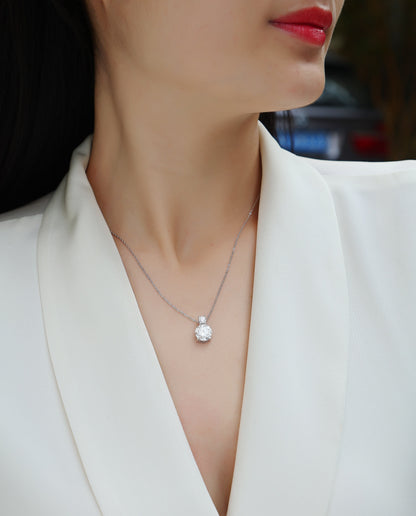 Jazz Manor - A Fashionable And Luxurious Diamond Jewelry Piece Set With 3-carat Moissanite S925 Sterling Silver And Platinum-plated Pendant