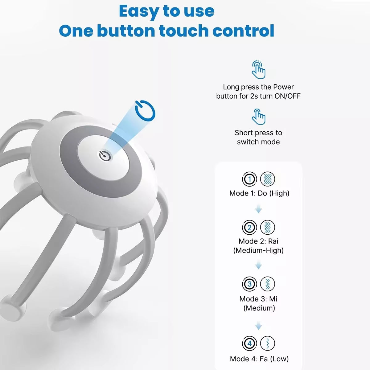 US Local Portable Octopus Electric Head Massager With 10 Detachable Claws 4 Modes Vibration Massage To Relieve Scalp Fatigue