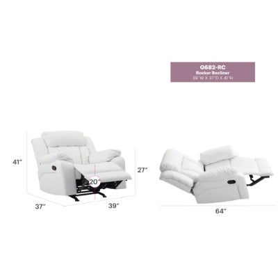US Local Elegant White Recliner With Padded Arms