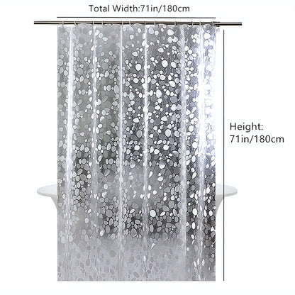 US Local 3D Pebble Pattern Shower Curtain In PEVA Durable Material, 71x71 Inches With Strong Magnets, Suitable For Shower Cabins And Bathtubs
