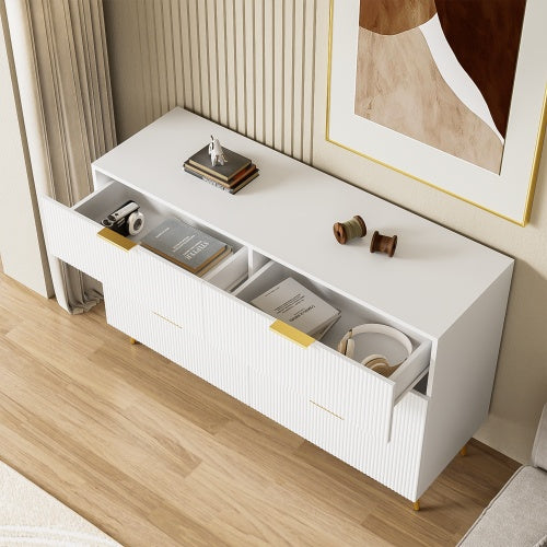 UK Local Elegant Sideboard With Modern Design, Chest Of Drawers And Plenty Of Storage Space, Golden Handles