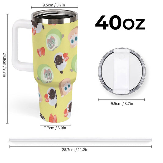 PHDT00260 POD US Local Tumbler 40 oz Large Capacity Car Cup Cat Dessert Cute Pink Green Black Yellow