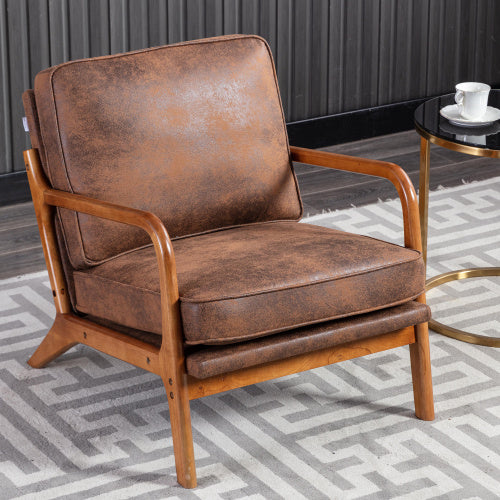 UK Local GOMYWAY Accent Chair Mid-Century Modern Chair Armchair With Solid Wood Frame For Living Room, Bedroom, Belcony 1, Emerald