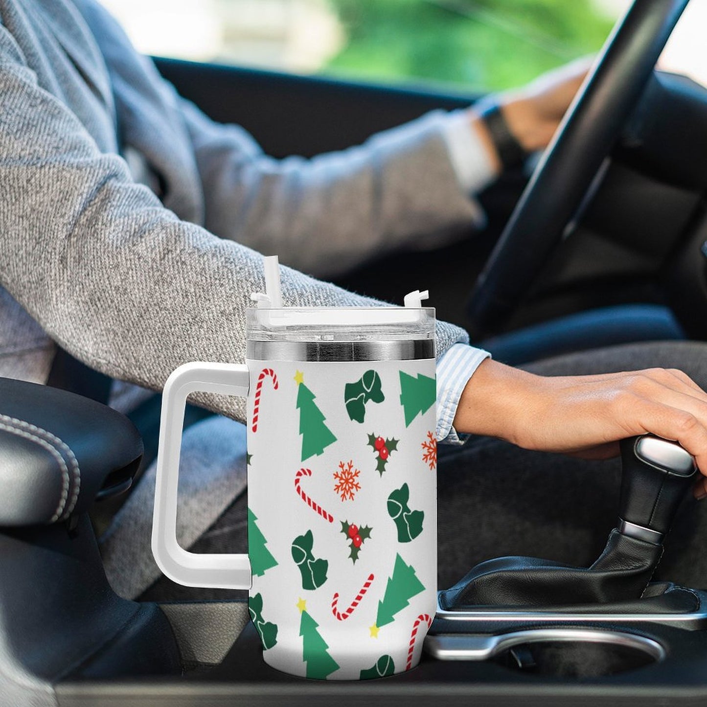 PHDT00322 POD US Local Tumbler 40 oz Large Capacity Car Cup Christmas Tree Dog Cat Candy Cane Snowflake Leaves