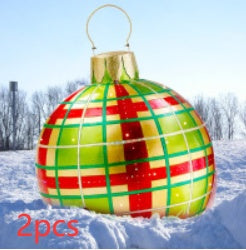 US Local Christmas Ornament Ball Outdoor Pvc 60CM Inflatable Decorated Ball PVC Giant Big Large Balls Xmas Tree Decorations Toy Ball
