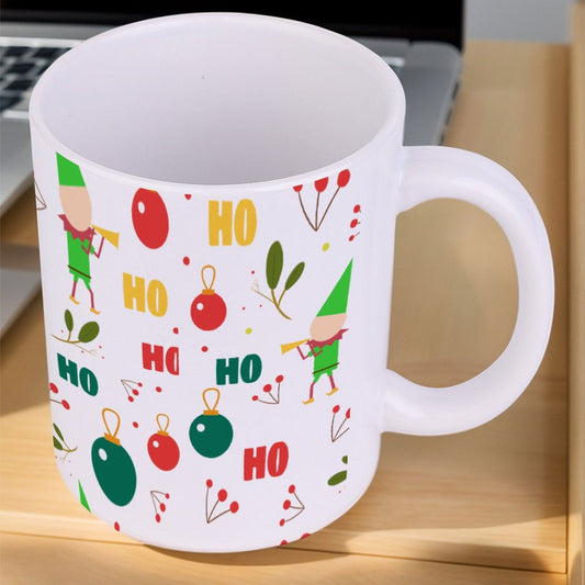 POD US Local White mug with full print, Christmas Elf Green 0071