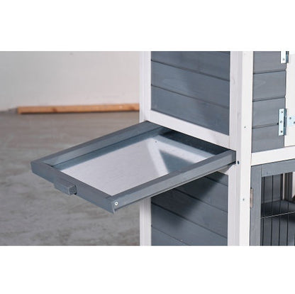 US Local Large Outdoor Chicken Coop Cage Weatherproof 2-Story Chicken Coop  Rabbit Hutch, Wooden Indoor Outdoor Pet House With No-Leak Tray, Waterproof Roof  Pull-Out Tray 50.98 Lx 48.23 H, Grey, Blue