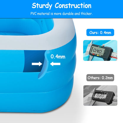 US Local 1Pc Inflatable Swimming Pools Family Swim Play Center Pool Blow Up Kiddie Pool For Family Inflatable Lounge Pool For Kids 103x69x24in