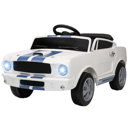 US Local Ride On Car With Remote Control, Adjustable Speed, MP3, Smooth Start, LED Lights, White