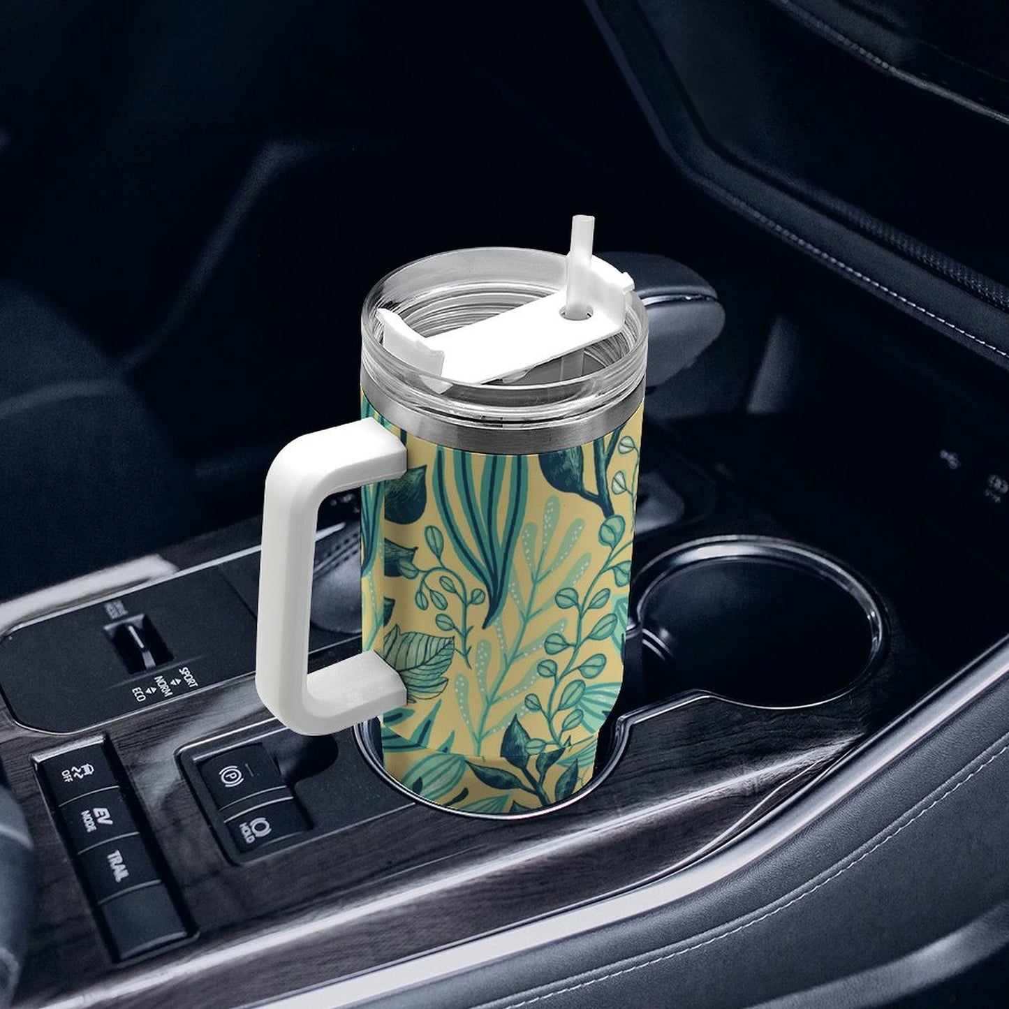 PHDT00093 POD US Local Tumbler 40 oz Large Capacity Car Cup Leaves, Yellow, Green