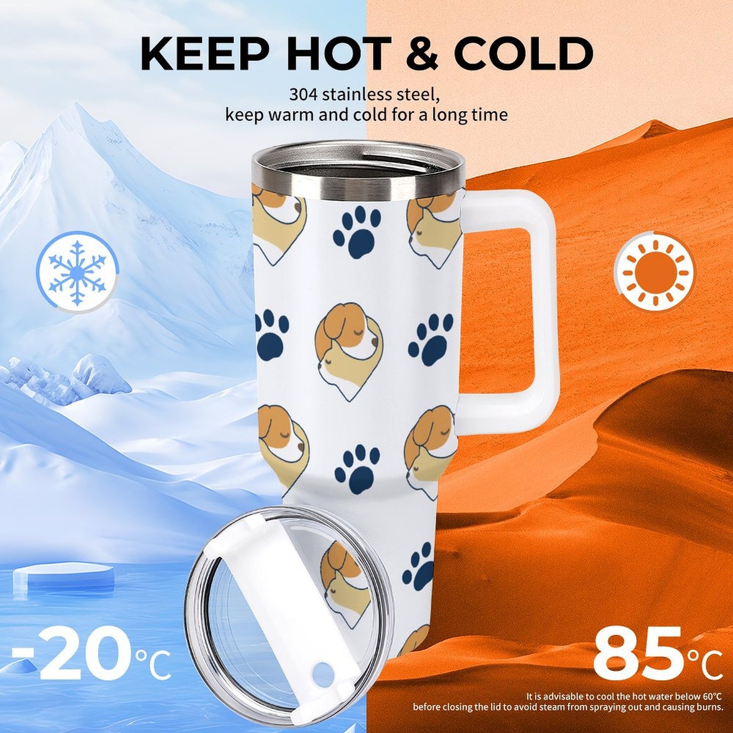 PHDT00356 POD US Local Tumbler 40 oz Large Capacity Car Cup Dog Cat Love Pet Paw