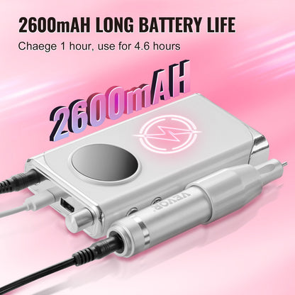 US Local VEVOR Electric Rechargeable Nail Drill, 40,000RPM Portable Cordless Nail E File Machine, LCD-Display Acrylic Gel Grinder Tool With 6 Bits And 50PCS Sanding Bands For Manicure Pedicure Carve Polish