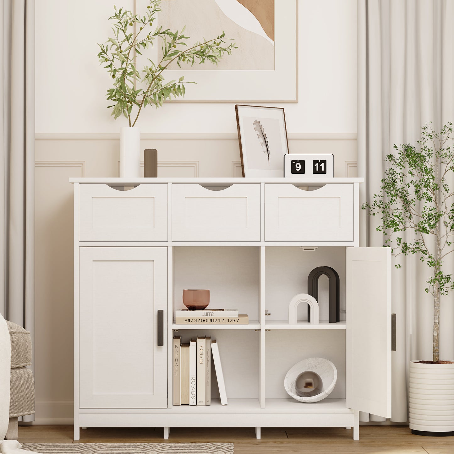 US Local Cabinets With Drawers And Shelves, Living Room, Bedroom, Bathroom Decor Cabinets Furniture Home Decor - White