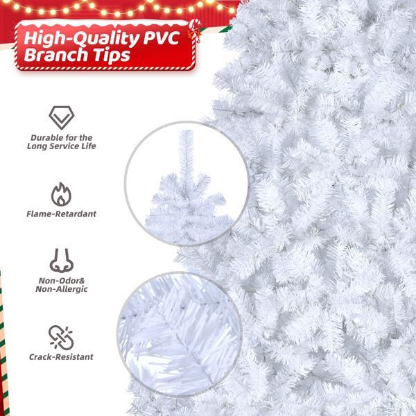US Local FCH 7ft 1346 Branches Automatic Tree Structure PVC Material 500 Lights Cool Color 8 Modes Christmas Tree White