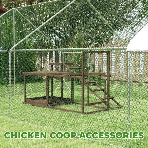 US Local Wooden Chicken Activity Play Set With Perch, Swing, Ladder, Platforms, Feeder Storage, Coffee