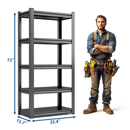 US Local Tier Metal Shelves For Storage Garage Shelving 2000LBS Heavy Duty Storage Shelves Adjustable Garage Shelf Industrial Shelving Unit Storage Utility Rack,Black
