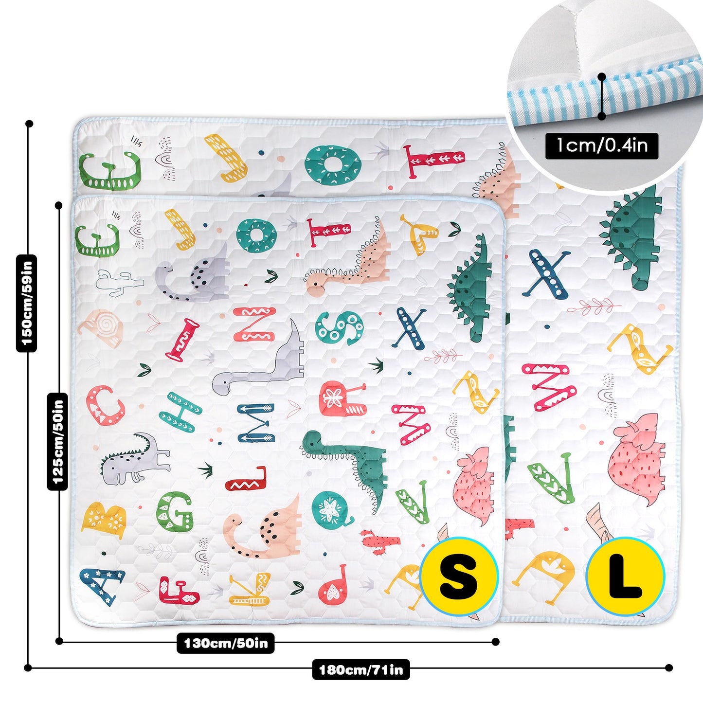 US Local 1Pc 71x59IN Or 50X50IN Baby Play Mat Non-Slip Baby Crawling Mat Foldable Playpen Mat Machine Washable For Newborns Infants Babies Toddlers