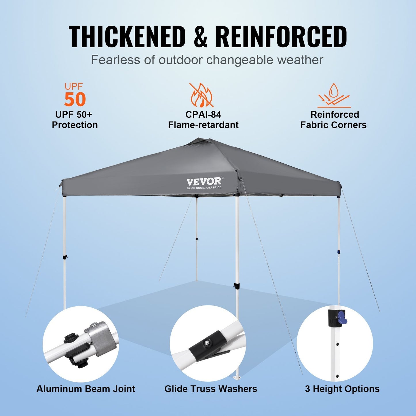 US Local VEVOR Pop Up Canopy Tent, 10 X 10 Ft, 250 D PU Silver Coated Tarp, With Portable Roller Bag And 4 Sandbags, Waterproof And Sun Shelter Gazebo For Outdoor Party, Camping, Commercial Events, Dark Gray