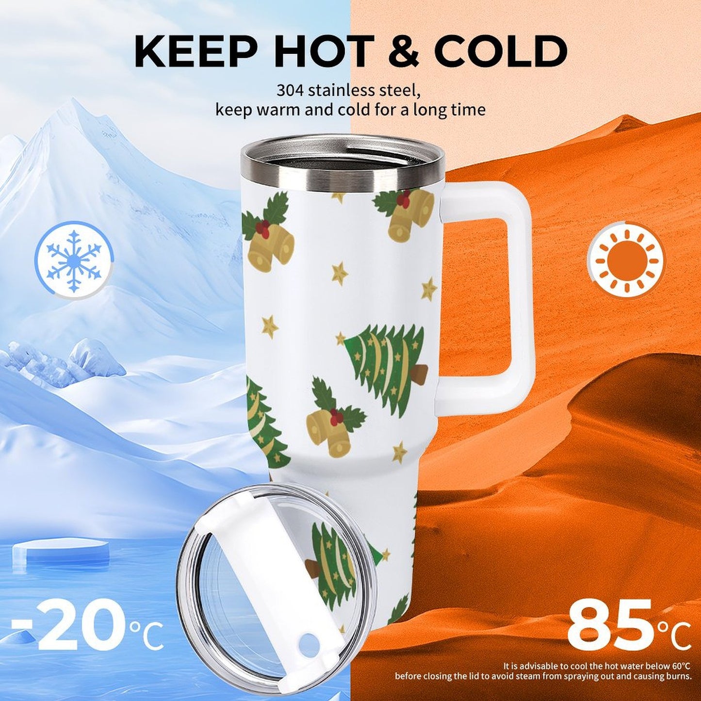 PHDT00318 POD US Local Tumbler 40 oz Large Capacity Car Cup Christmas Tree